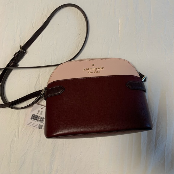New with tags Kate Spade cross body bag maroon and light pink - Picture 2 of 5
